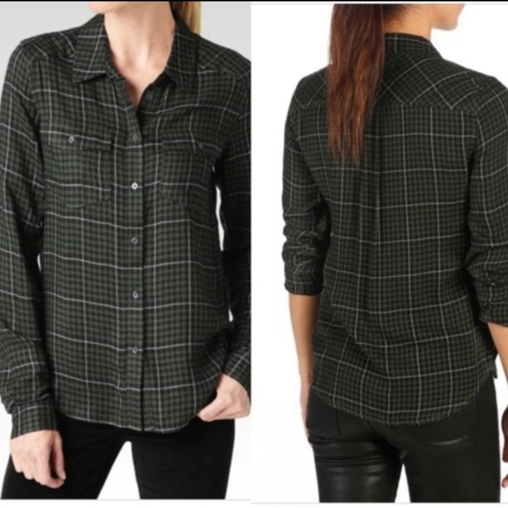 PAIGE Mya Green Plaid Button Down XS